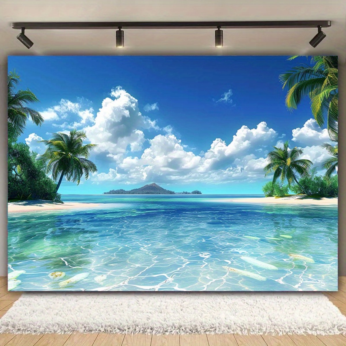 Photography Aesthetic - Cenário de praia tropical, poliéster, adereço